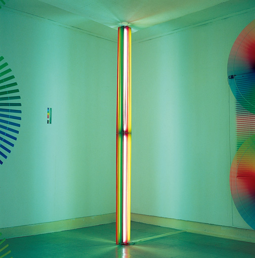 Blind-work — Fluorescent Paint on Blind Curtain, Aluminium Tape, Fluorescent Tubes, 1991