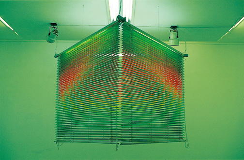 Blind-work — Fluorescent Paint on Blind Curtain, Aluminium Tape, Motor, Controller, 1990