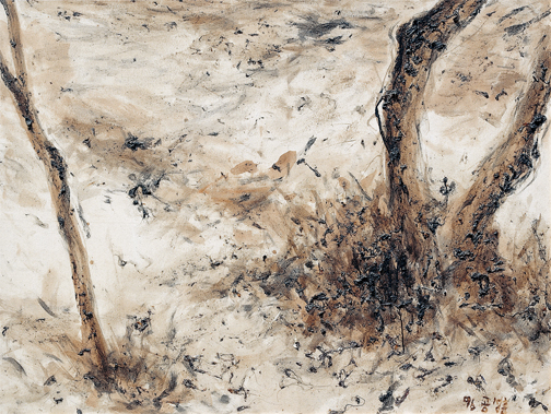 먼지그림-나무 Dust Painting(A Tree2) — Dust and Acrylic on Canvas, 1996