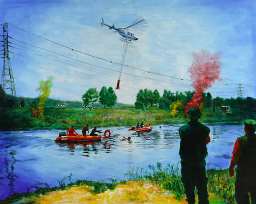 민방위훈련 Drill of Civil Defense — Acrylic on Canvas, 2006